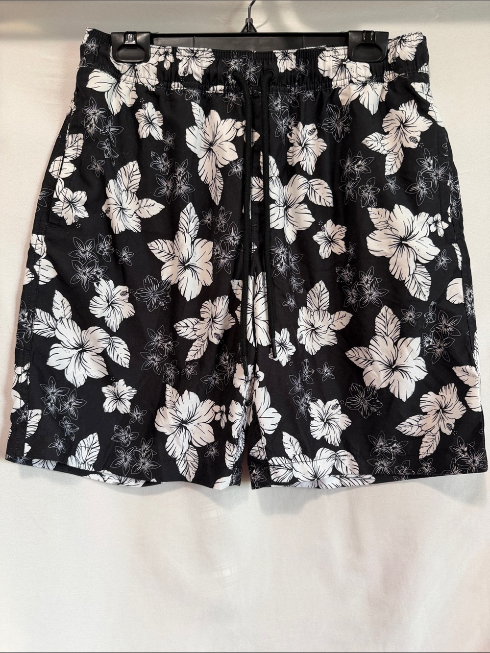 Amazon Essentials Black & White Floral Athletic Shorts